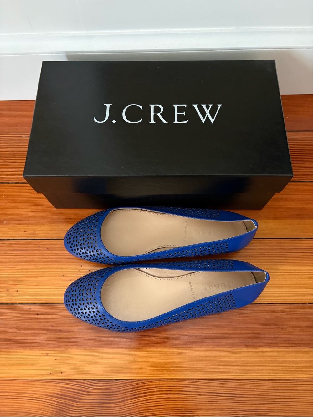 J.Crew Size 5 Blue Perf Leather Nora Ballet Flats